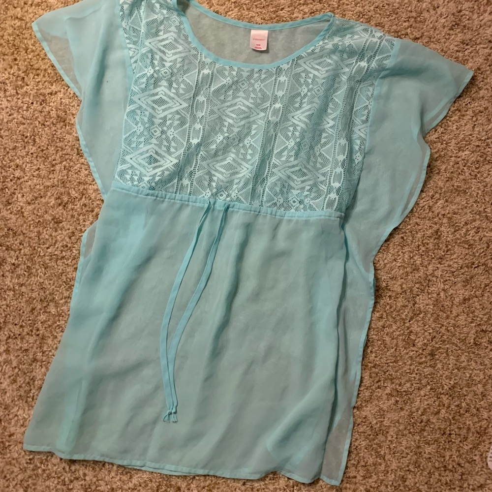 Sheer teal blouse